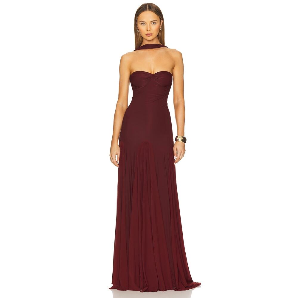 Deme by Gabriella Berta Elegant Sweetheart Formal Dress NWT Burgundy S $425